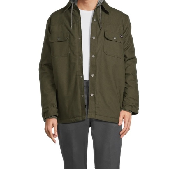 NWOT Dickies Green Canvas Chore Jacket Gray Hood - Picture 1 of 11